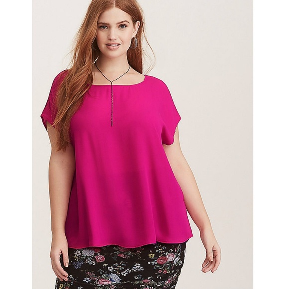 torrid Tops - Torrid Pink Woven Georgette O-Ring Blouse
